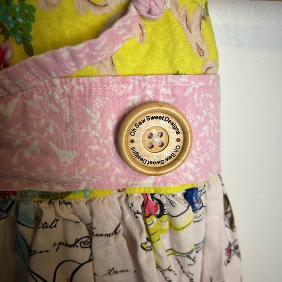 Oh Sew Sweet designs Hand Made Disney Princess girl Pink Yellow Floral Dress 3T - Picture 6 of 9
